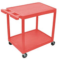 Utility Cart with Lipped Plastic Shelves, 300 lb Load Capacity, 2 Shelves, 24 in L, 18 in W