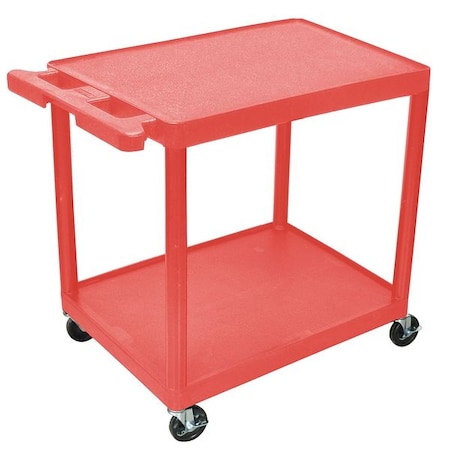 Utility Cart with Lipped Plastic Shelves, 300 lb Load Capacity, 2 Shelves, 24 in L, 18 in W