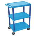 Utility Cart with Lipped Plastic Shelves, 300 lb Load Capacity, 3 Shelves, 24 in L, 18 in W