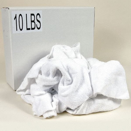Recycled Cotton Terry Towels Cloth Rag 10 lb. 14" x 17", White
