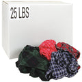 Recycled Cotton Flannel Cloth Rag 25 lb. Varies Sizes, Assorted