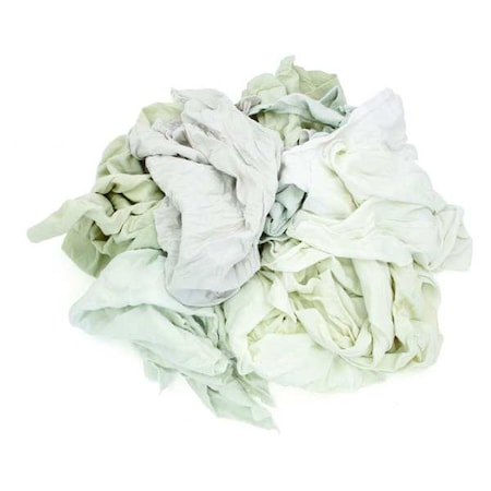 Recycled Cotton T-Shirt Rags, 25 lb, Sizes Vary, Box, White