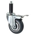 Swivel Stem Caster, Total Lock, Gray, 4"", Frame Finish: Zinc Plated