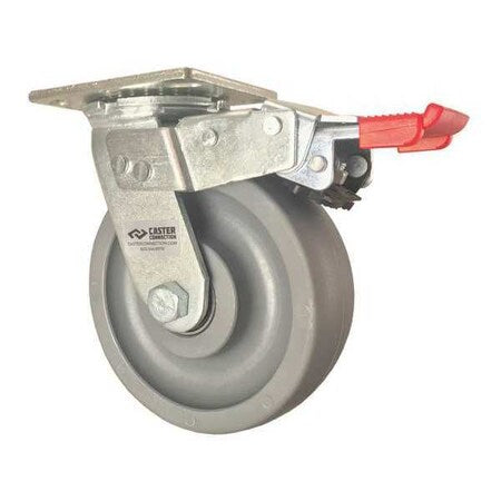 Swivel Plate Caster, w/Brake, TotalLock, 6"", Load Rating: 1500 lb.