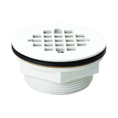 Shower Drain, Compression, PVC, White Grid