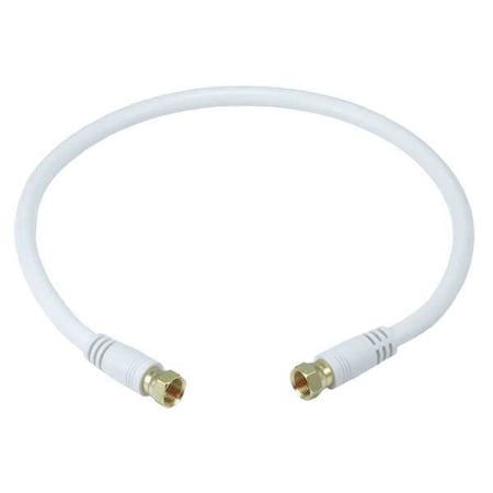 Coaxial Cable, RG-6,18 AWG, 1 ft. 6", White
