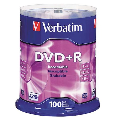 DVD+R Disc, 4.70 GB, 120 min, 16x, PK100