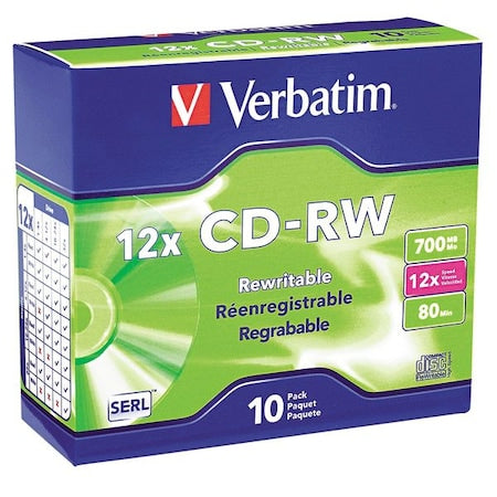 CD-RW Disc, 700 MB, 80 min, 12x, PK10