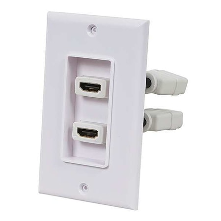 A/V WallPlate, HDMI w/Ext, 2P, White