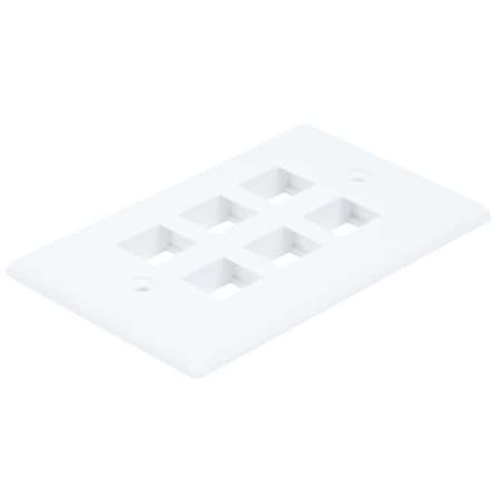 WallPlate, Blank, 6 Hole, White