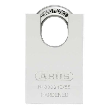 Padlock, Coreless, Partially Hidden Shackle, Rectangular Hardened Steel Body, Steel Shackle, 1 in W