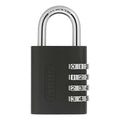 Combination Padlock, 2 3/16in, Rectgle, Blk