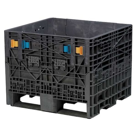 Collapsible Bulk Container 8.4 cu ft Volume Cap., 32 in L, 30 in W, 25 in H, Plastic, Black