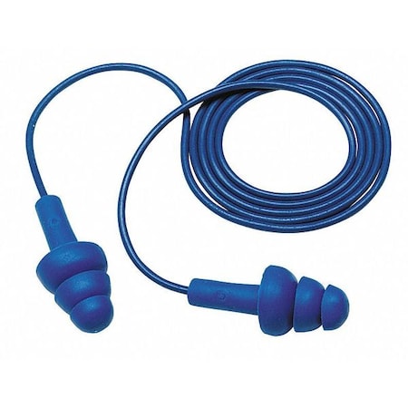 E-A-R UltraFit Reusable Corded Ear Plugs, Flanged Shape, NRR 25 dB, M, Blue, 200PK