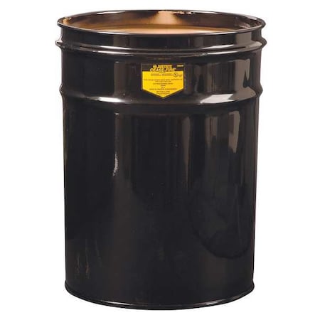 Open Head Waste Receptacle Drum, Steel, 6 gal, Unlined, Black