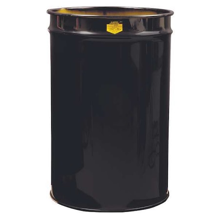 Open Head Waste Receptacle Drum, Steel, 30 gal, Unlined, Black