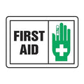 First Aid Label, 3-1/2x5 in, Adhesive Vinyl, 5/PK
