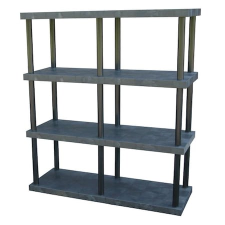 Freestanding Plastic Shelving, Open Style, 24 in D, 66 in W, 75 in H, 4 Shelves, Black