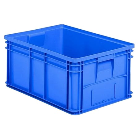 Solid & Stackable Straight Wall Storage Container, 18.8 gal, Blue, Polyethylene