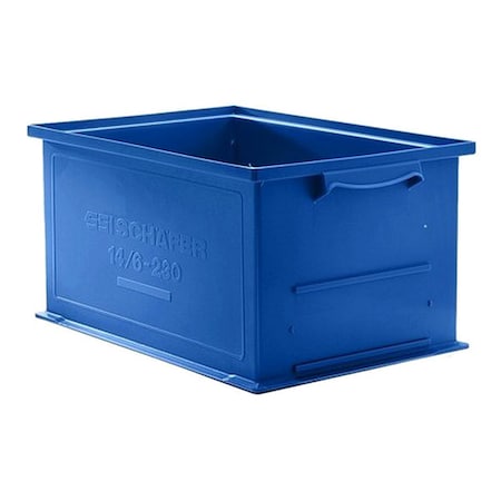 Solid & Stackable Straight Wall Storage Container, 3.1 gal, 19 in L x 13 in W x 5 in H, Blue