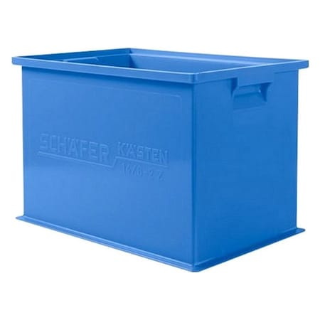 Solid & Stackable Straight Wall Storage Container, 8.8 gal, 19 in L x 13 in W x 12 in H, Blue