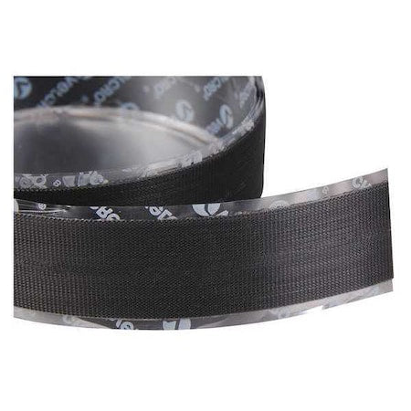Reclosable Fastener, Rubber Adhesive, 75 ft, 2 in W, Black