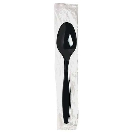 Wrapped Disposable Spoon, Black, Heavy Weight, PK1000