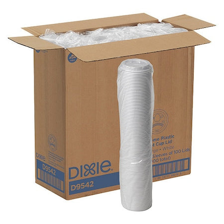 Lid for 12 to 20 oz. Hot Cup, Dome, Sip Through, White, Pk1000