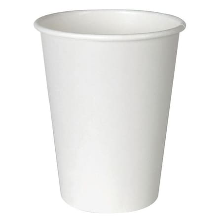 Disposable Hot Cup, Paper, White, 8 oz, Paper, 1000 PK