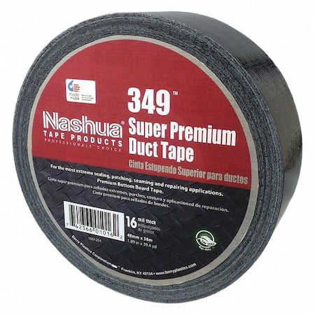 Duct Tape, Black, 39 yd L, 1-7/8 in W