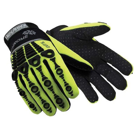 Chrome Series(R) Hi-Vis Cut-Resistant Impact Gloves, Synthetic Leather Palm, M