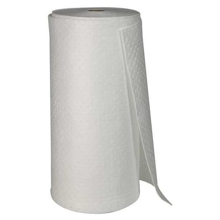 Sorbent Roll, 70 gal, 3 ft x 144 ft, Oil, White, Polypropylene