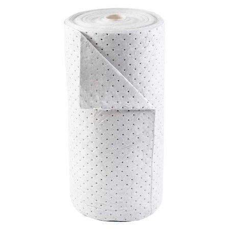 Sorbent Roll, 38 gal, 30 in x 150 ft, Oil, White, Polypropylene