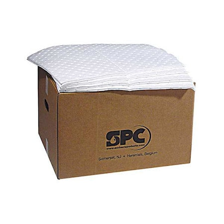 Sorbent Pad, 17 gal, 15 in x 19 in, Oil, White, 100 PK