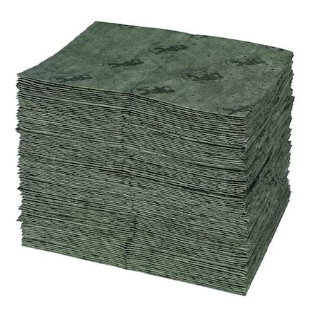 Sorbent Pad, 17 gal, 15 in x 19 in, Universal, Gray, Polypropylene