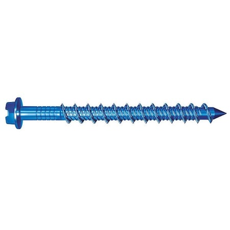 Tapcon Masonry Screw, 1/4" Dia., Hex, 6 in L, Carbon Steel Blue Climaseal, 100 PK