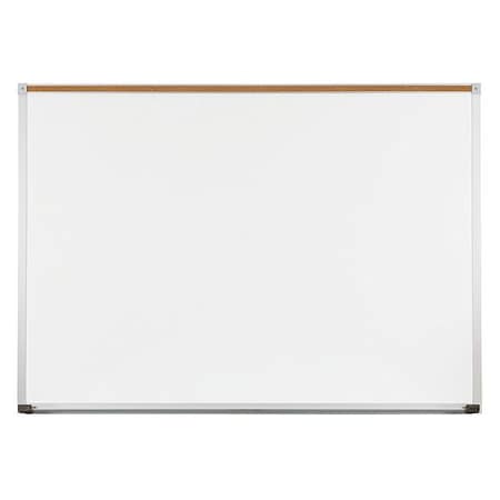 Dry Erase Board, Porcelain, 36 in, 48 in, Aluminum Frame, White, Gloss
