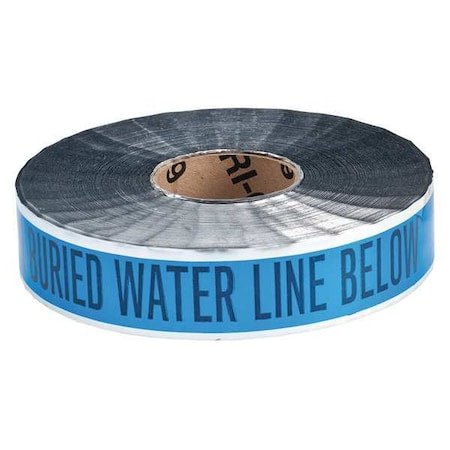 Underground Marking Tape, Caution Buried Water Line Below, Blue, 2 in Wide x 1, 000 ft Length