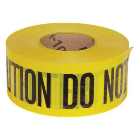 Barricade Tape, Caution Do Not Enter, Yellow, 3 in Wide x 500 ft Length, Polyethylene, 7 mil