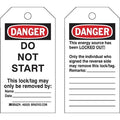 Danger Tag, Polyester, 5 1/2 in H x 3 in W, Black/Red on White, Rectangle, 25 PK