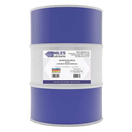 Motor Oil, 10W-40, Synthetic, 55 Gal.