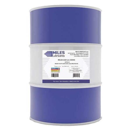 Natural Gas Engine Oil, 15W-40, 55 Gal