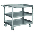 Corrosion-Resistant Utility Cart with Single-Side Flush Metal Shelves, Stainless Steel, 3 Shelves