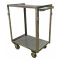 Corrosion-Resistant Utility Cart with Single-Side Flush Metal Shelves, Stainless Steel, 2 Shelves