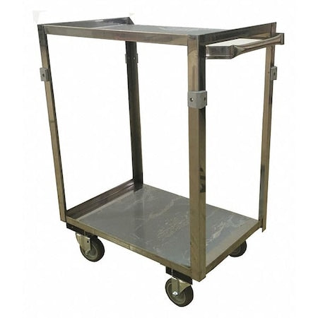 Corrosion-Resistant Utility Cart with Single-Side Flush Metal Shelves, Stainless Steel, 2 Shelves