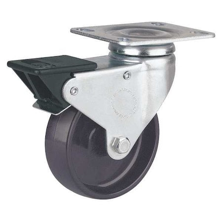 Plate Caster, Swivel, Nylon, 4 in., 330 lb.