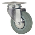 Plate Caster, Swivel, Rubber, 4 in, 176 lb, D