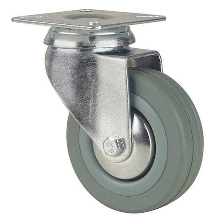 Plate Caster, Swivel, Rubr, 2 in., 110 lb., D