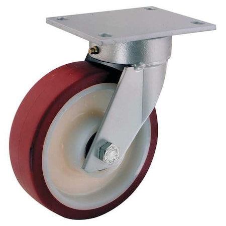 Kingpinless Plate Caster, Swivel, Poly, 8 in, 880 lb