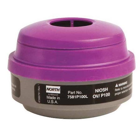 Combination Cartridge/Filter, Organic Vapor (OV)/P100, Threaded, Black/Magenta, 1 Pair